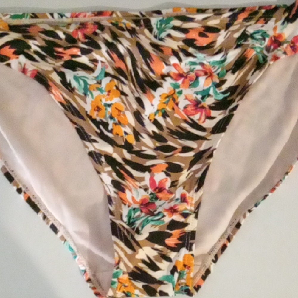 Time and Tru Green and Brown Bikini Swimwear